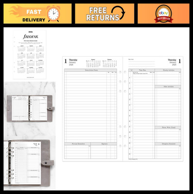 A5 Calendar Diary Refill 2026 - One Day on Two Pages, Time Management, White Pap