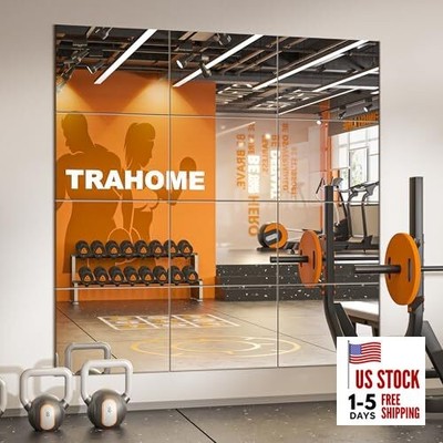 Wall Mirror Tiles, 16''x12''x12PCS Full Length Home Gym Mirror for Garage, 