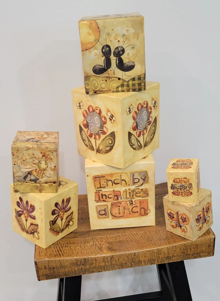 Bob's Boxes Primitivos Bloques Apilables Conjunto de 7 Motivos de Jardín Decoración Cottagecore Foto 4 de 4