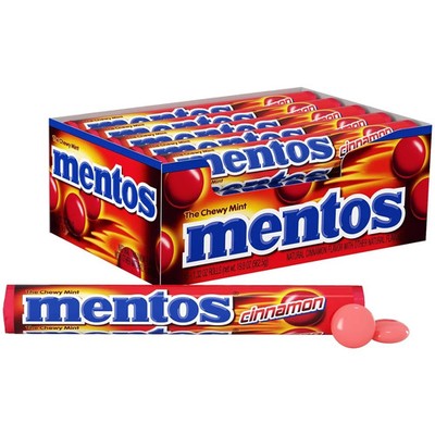 Mentos Chewy Mint Candy Roll, Cinnamon Flavor, 1.32 Oz Each, Pack of 15-1 box