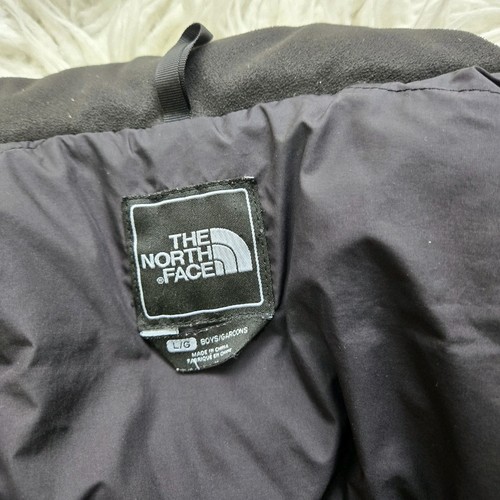 THE NORTH FACE Jacket Boys Size Large Black Goose Down 550 Puffer Coat Holes* - Picture 4 of 10