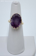 Vintage Esemco 14K Yellow Gold Oval Amethyst Cocktail Ring Size 6.25 6.74g