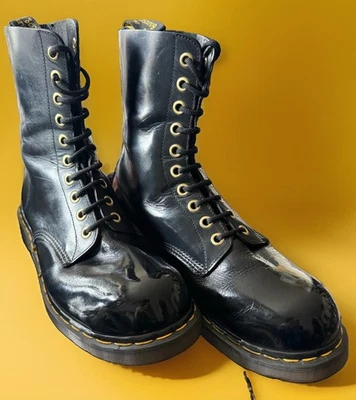 Vtg Dr. Martens 1919 Steel Toe Boots Leather Made in England 10 Eye Men 11 Biker dr martens 1919 products for sale | eBay main image 4