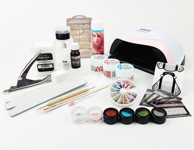 Gelnägel Set PLUS Nagelstudio Starterset Profi Gel-Set LED Lampe 168 Watt