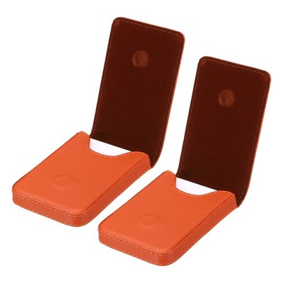 Business Card Holder, 2 Pcs PU Leather Business Card Pocket, Brown