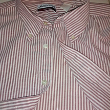 Manhattan Vintage 90s Men's Shirt Stripe Short Sleeve Cotton size 17
