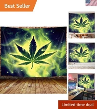 Vivid Green Marijuana Tapestry - Perfect for College Dorms & Hip Bedrooms