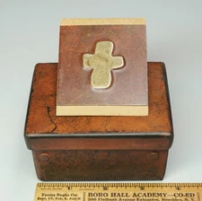 3.75" Jan Barboglio Hand Forged Iron Trinket Box House Blessing Cross No Nail