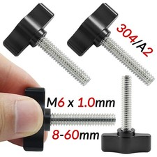M6 Thumb Screw T Bolts Black Plastic Tee Wing Knob Stainless Steel 6mm x 1.0mm