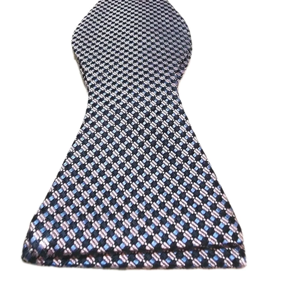 NWT Nordstrom Men Checkered 100% Silk Bow Tie Blue Pink Italy Made Work Wedding - Image 2 of 4