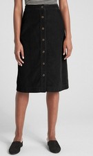 Gap Women's NEW Button Front Cord Midi Skirt Black Size 18