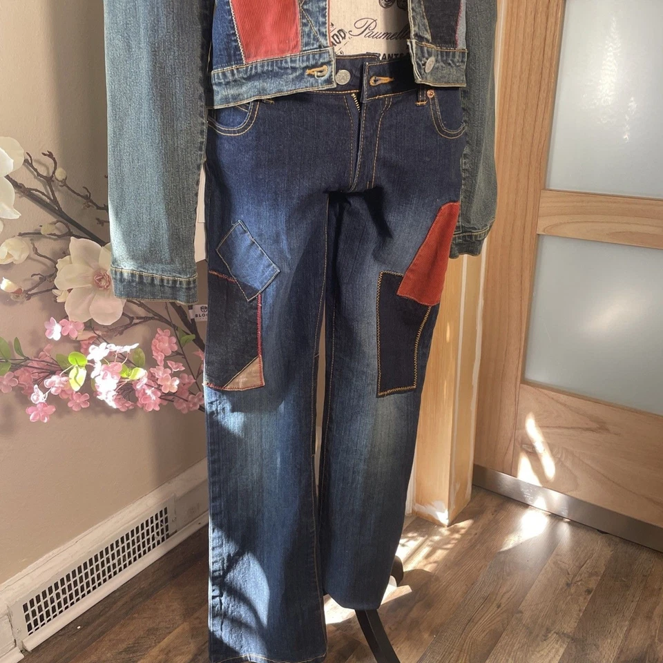 Conjunto de pantalones vaqueros chaqueta vaquera Azzure traje recto Y2K vintage hip hop pana Foto 3 de 4