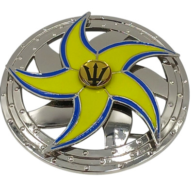 Fashion Round Spinning Belt Buckle Unisex Poseidon God Neptune Star Silver Toned