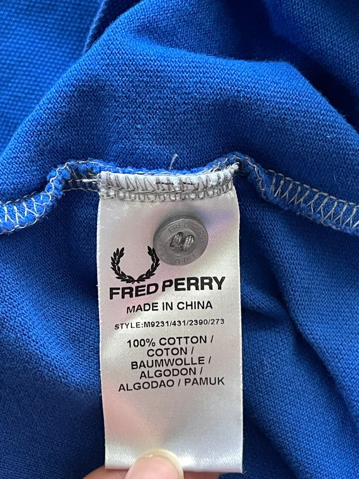 Camisa polo Fred Perry para hombre azul medio manga corta Foto 4 de 4
