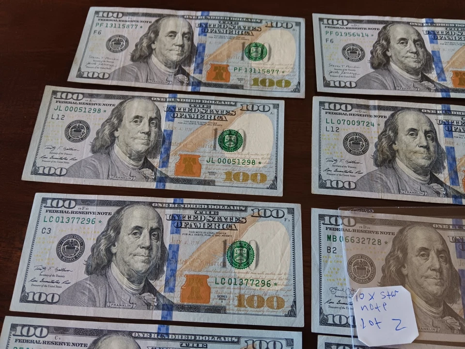 Lot 10x Star Note One Hundred ($1000) Dollar Bills Real U.S. Money. Normal Cash - Image 4 of 4