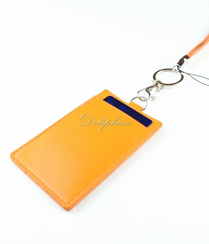 Leather Lanyard with 1 Window and 1 Slot 4 layers Vertical ID Badge Name Holder - Picture 10 of 10