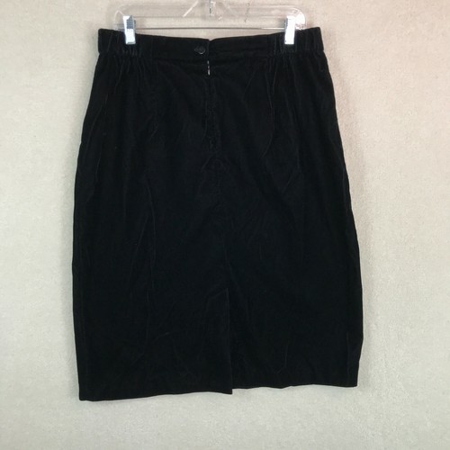 Vintage Skirt Womens 18 Tall Black Velour Unbranded 90s Y2K USA Classic Goth - Picture 8 of 11