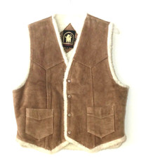 EL TORO BRAVO LEATHER VEST FAUX SHEARLING LINING, 42-44 CHEST, MEDIUM
