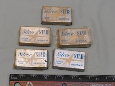 Vintage Silver Star Duridium Double Edge Razor Blades, 5 Pkgs, Some Open