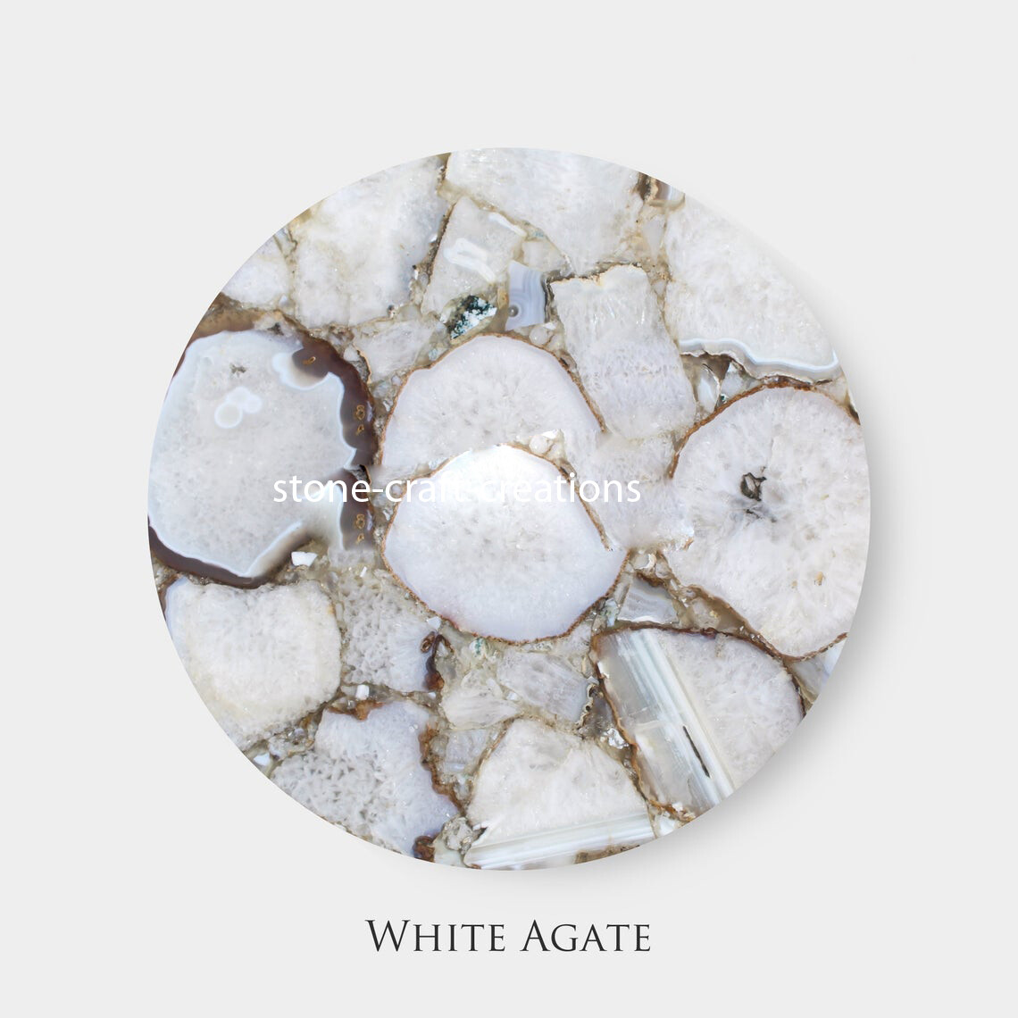 White Agate Slab for Tables Countertops and Decor