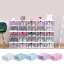 20Pcs Plastic Shoe Boxes Stackable Large Shoe Storage Boxes with Lids