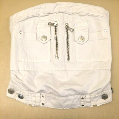 Dsquared2 White Denim Strapless Bustier Corset Style Strapless Jean Top Sz S