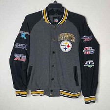 Pittsburg Steelers NFL 6X Super Bowl Champions Varsity Jacket Size L Embroidered