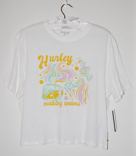 NWT Hurley Women's Ivory Trip Machine Cropped Crew SS T-Shirt sz M - Picture 1 of 10