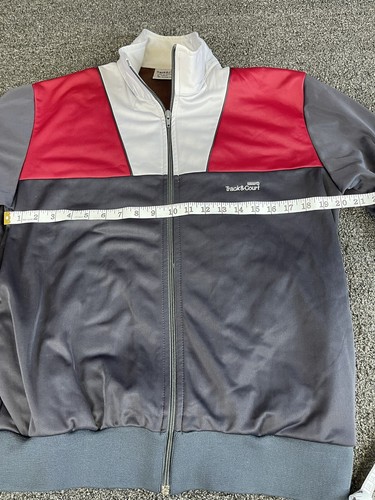 Vintage 1980s TRACK AND COURT Blue Red Acrylic Tennis Jacket Mens L - Picture 10 of 11