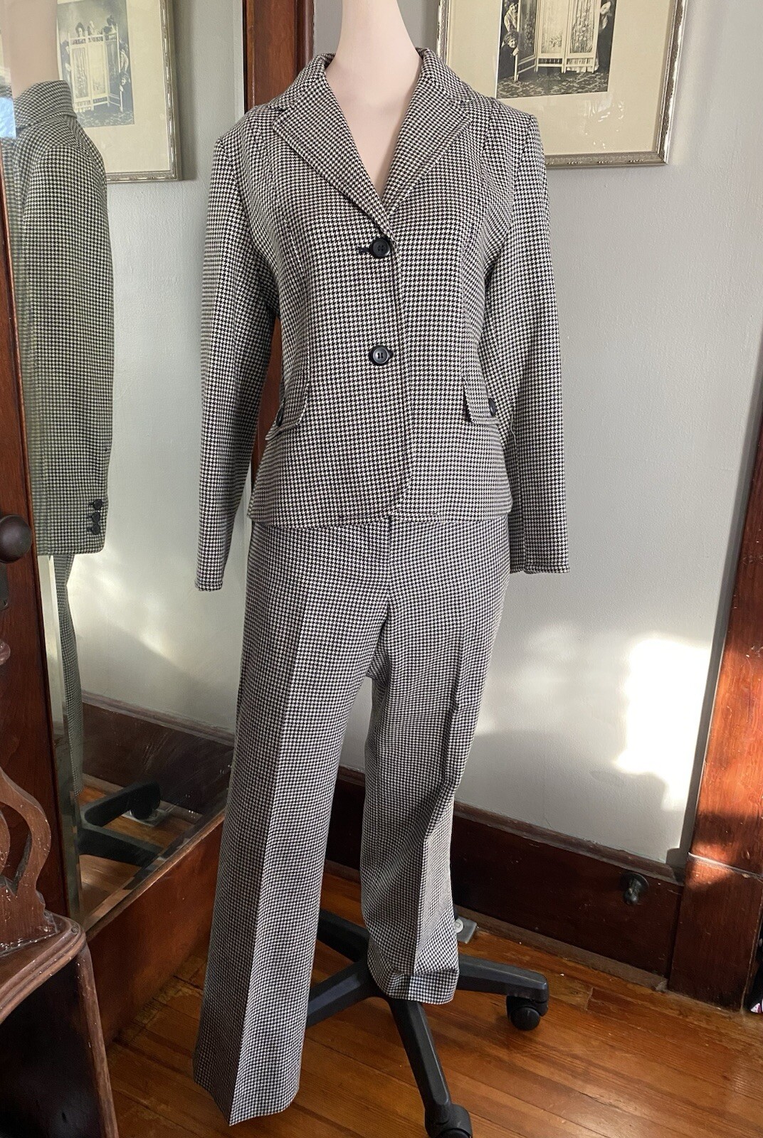 Pendleton 100% Wool Lined Pant Suit Houndstooth J… - image 4