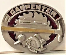 Carpenter Belt Buckle "Carpenters Will Nail Anything" Siskiyou 1991 #A-6