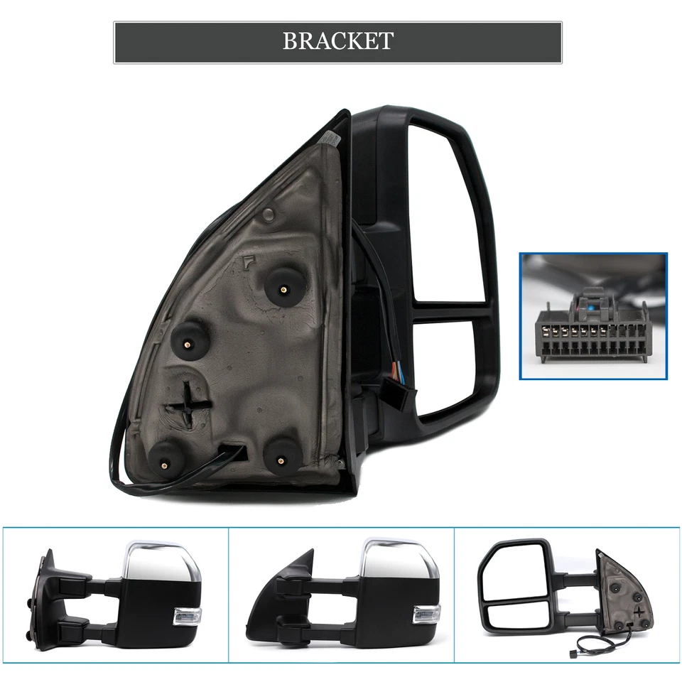 Espejos retrovisores de remolque actualizados para Ford F250 Super Duty 2012 potencia señal térmica cromados Foto 4 de 4