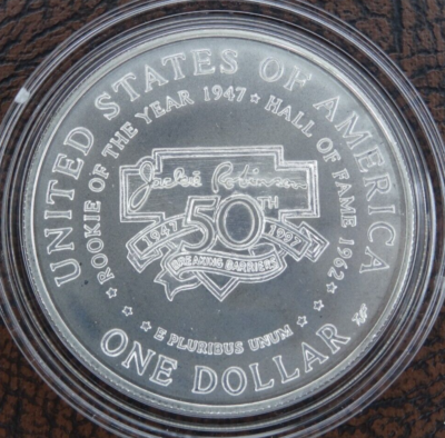 1997-S Jackie Robinson Baseball Silver Dollar Unc US Mint $1