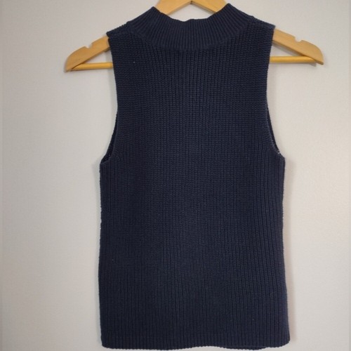 Nuevo con etiquetas Suéter 100% Algodón Loft Sin Mangas Cuello Simulado Azul Marino - Imagen 2 de 2