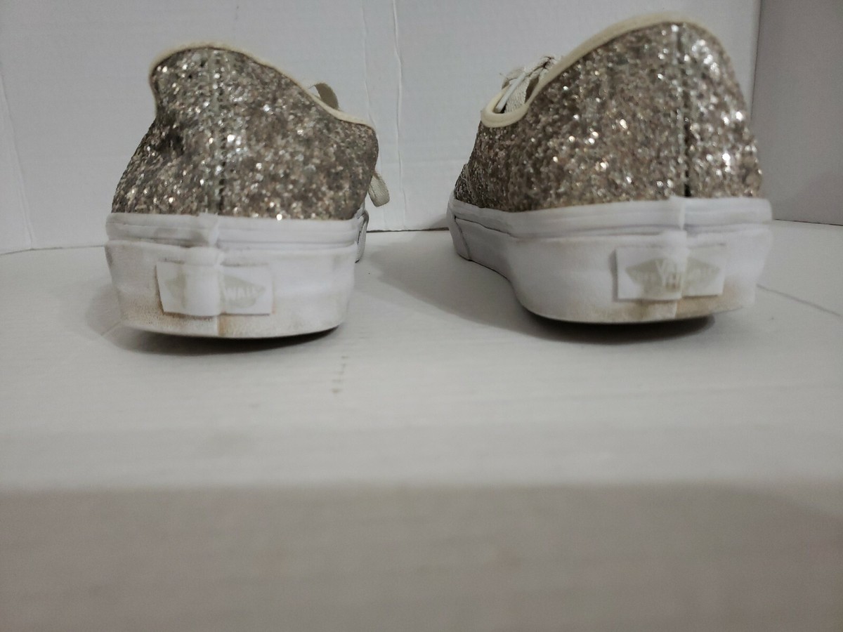 Vans Women Sneaker Shoe Silver Glitter Sparkle