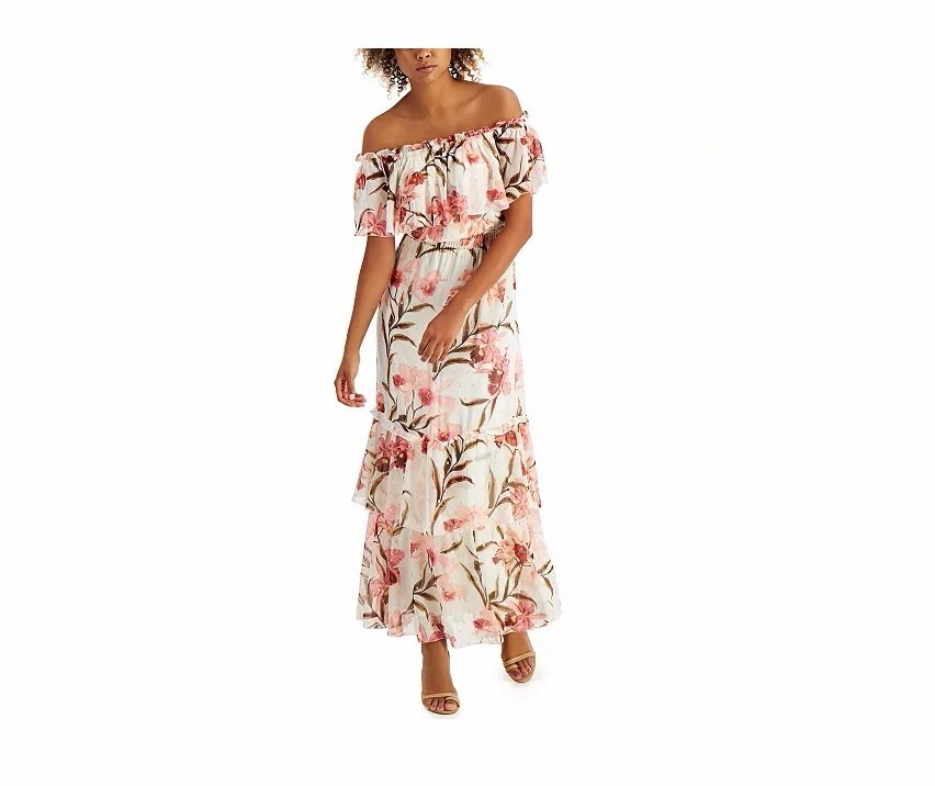 INC Womens XXL Elizabeth Garden White Pink Gold Floral Maxi Dress NWT AW63  | eBay