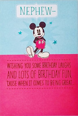Mickey Mouse Happy Birthday Nephew Greeting Card - You're #1 | eBay