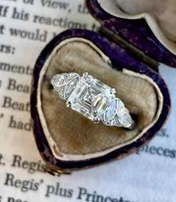 2.7Ct Asscher Cut VVS1 Lab Created  14K White Gold Finish Engagement Ring