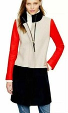 Rare J. Crew Women's Colorblock Funnelneck Wool Blend Coat Size 00 Euc