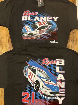 LARGE Ryan Blaney #21 Motorcraft Wood Brothers NASCAR Graphic Racing Tee Shirt