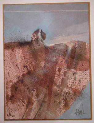 * Exquisite Original V Smoll Southwestern Modernistic Watercolor Art