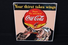 Your thirst takes wings Coca-Cola emailliertes Metallschild  24 x 25,5 cm