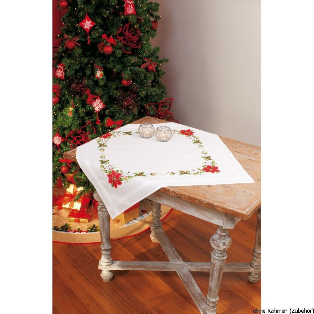 Vervaco tablecloth stitch embroidery kit kit Poinkittias, stamped, DIY