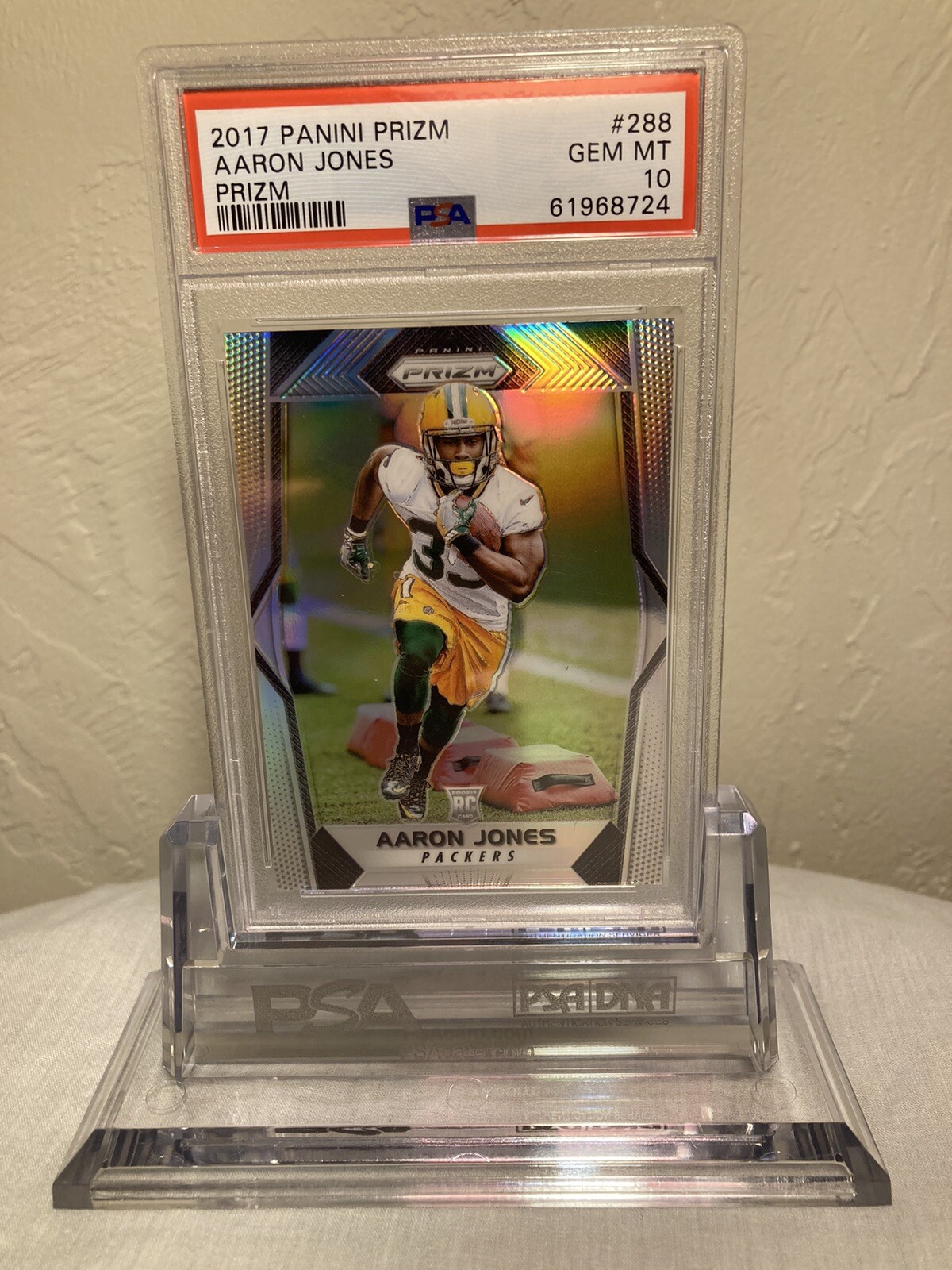 2017 Panini Silver Prizm #288 Aaron Jones Packers RC Rookie PSA 10 GEM MINT