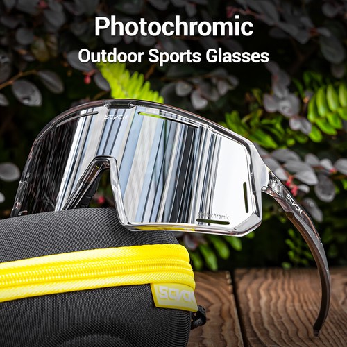 Photochromic Sunglasses Men Women Cycling Glasses UV400 Sports Bicycle Goggles - Picture 13 of 22