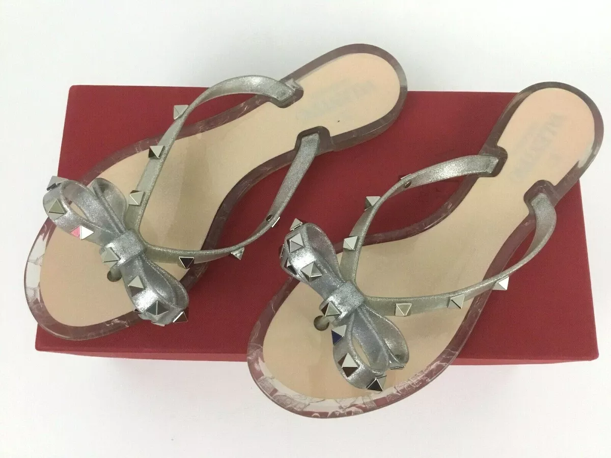 36EU VALENTINO GARAVANI Rockstud Bow Jelly Flip Flop Thong Slide Sandals | eBay