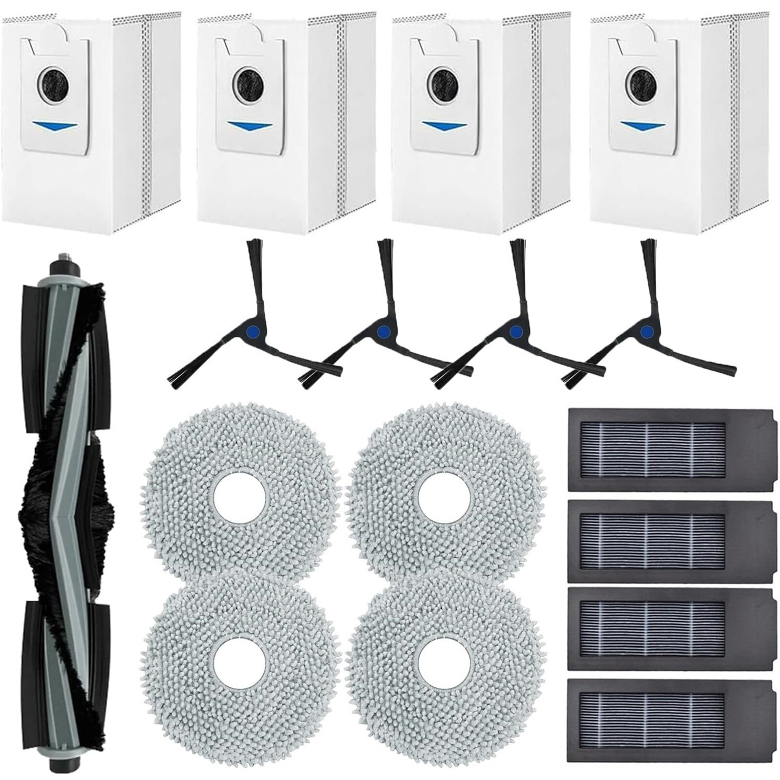 17PCS Replacement Main Brushes & Mop Cloths for Ecovacs Deebot X2 X2 Pro Robot Vacuums