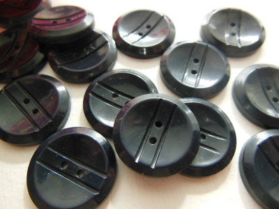 Lot De 6 Gros Boutons Anciens Bleu-Noir - Diamètre 2,6 Cm - Années 50, Réf 2682