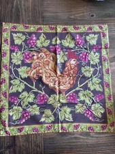APRIL CORNELL for Now Designs Set Of 4 Cloth Napkins  20x20 Sonoma Rooster