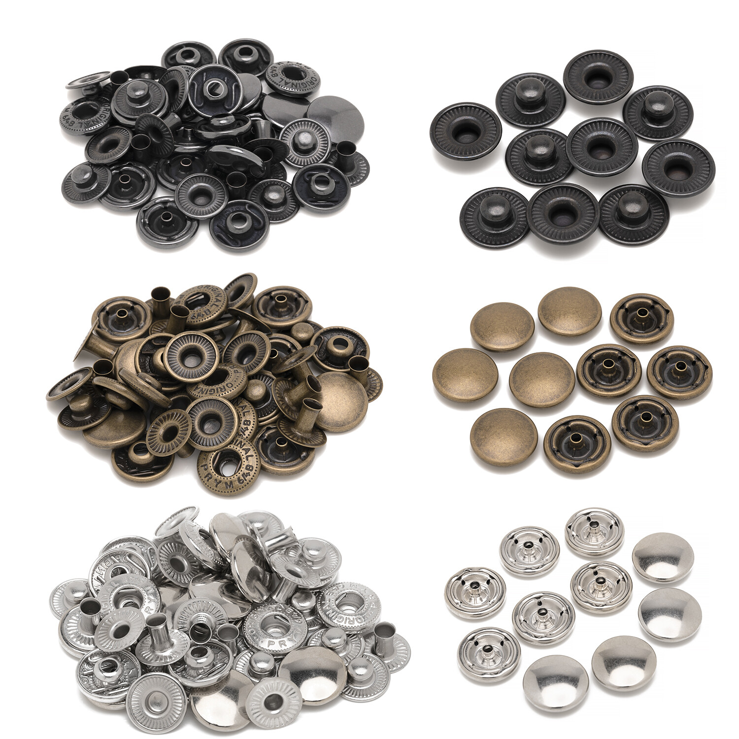 Trimming Shop 15mm S Spring Press Studs Snap Fasteners Plastic Cap with  Gunmetal Black Metal Back Snap Buttons - Black, 50pcs